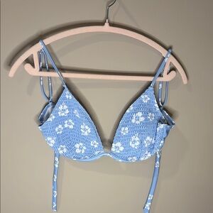 Blue Floral Bikini Top